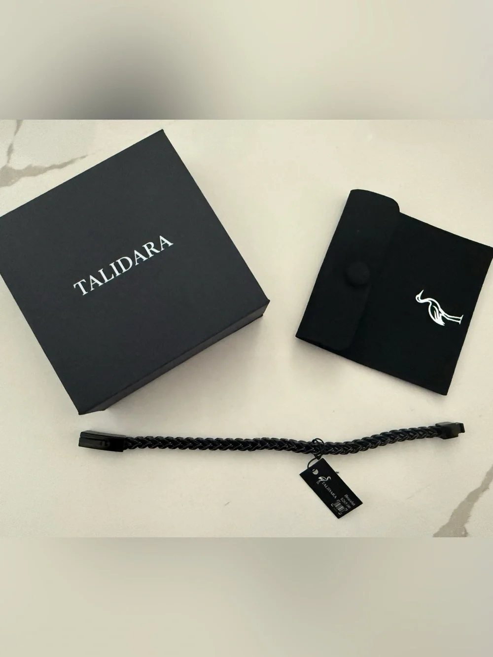 Talidara Black Metal Bracelet for Men 8 inch